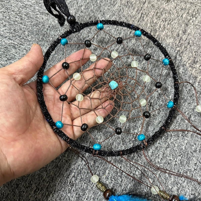 Awlee Dream Catcher for Boys Blue Dreamcatcher for Bedroom Handmade Feather Hanging Decoration Ornament Birthday Festival Craft Gift - Image 5